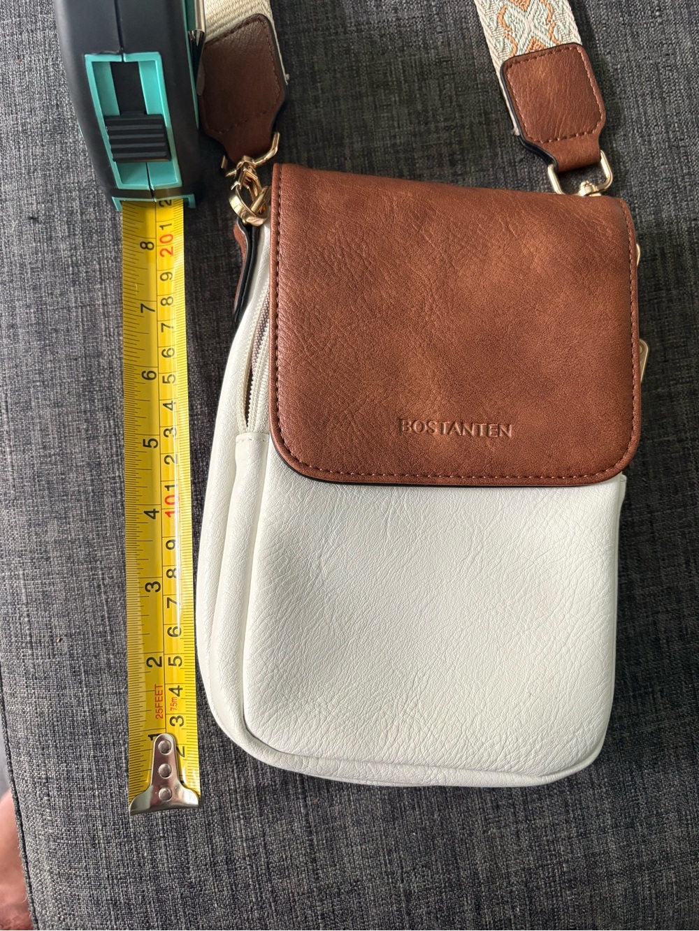 BOSTANTEN Two-Tone Brown & White Crossbody Bag